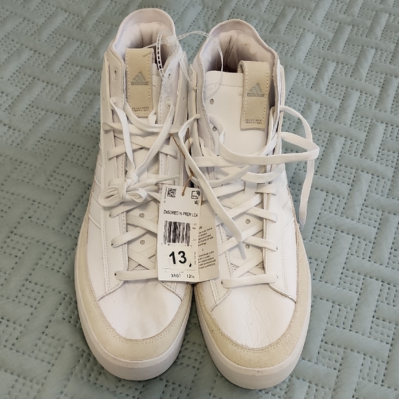 Adidas White and Cream High-Top Sneakers